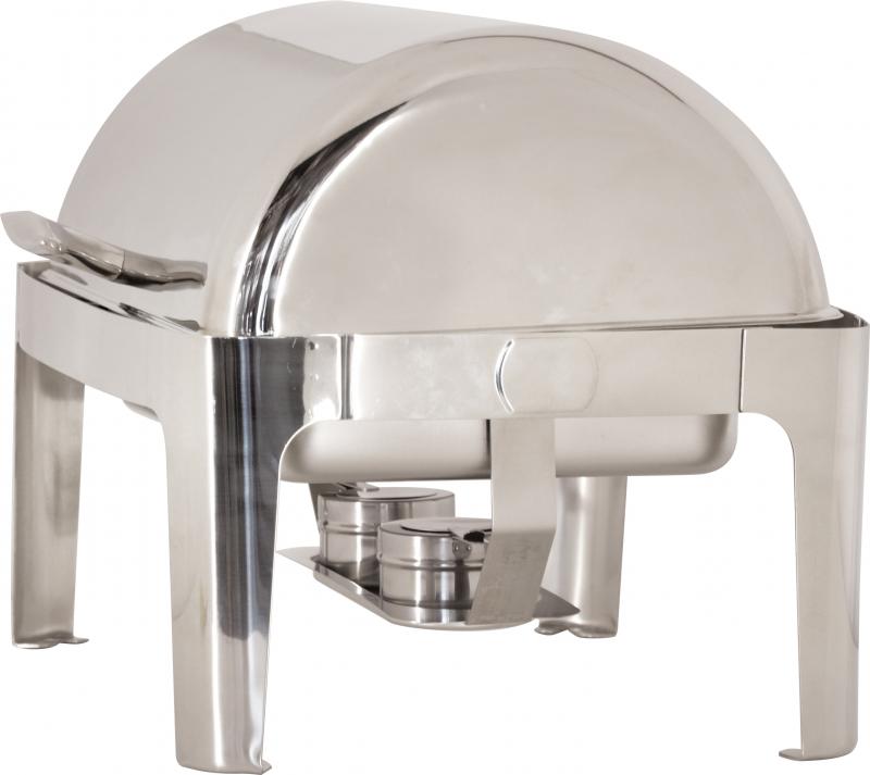 9 L / 9.5 QT Stainless Steel Round Chafing Dish with Roll Top Cover